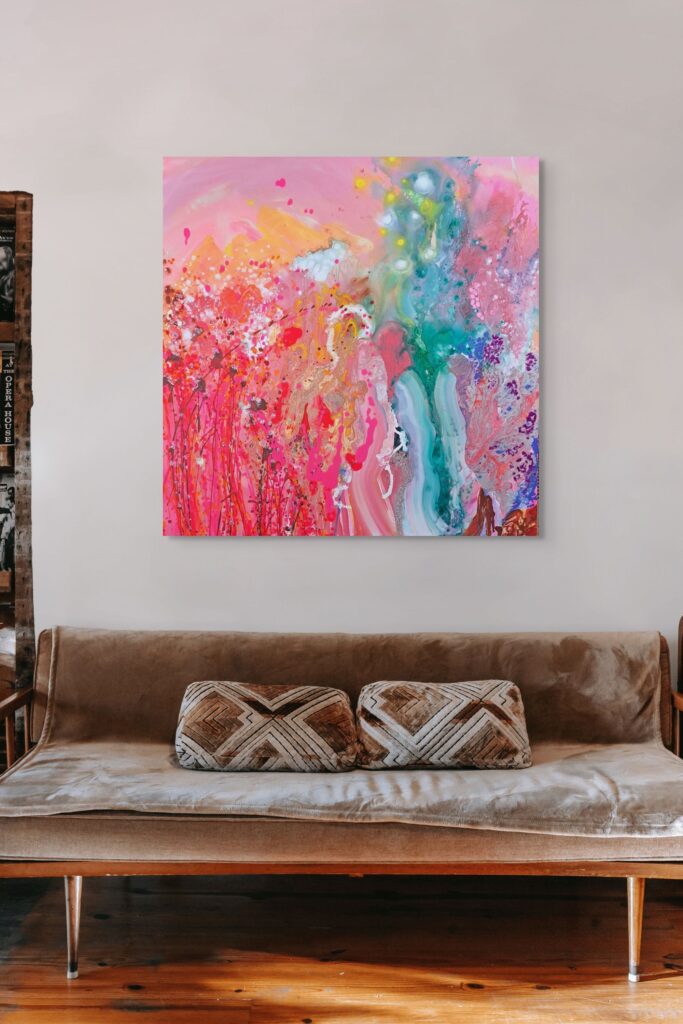 abstract painting colorful living room art interior design