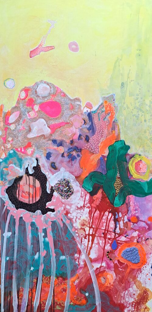 big colorful flower abstract painting art interior design