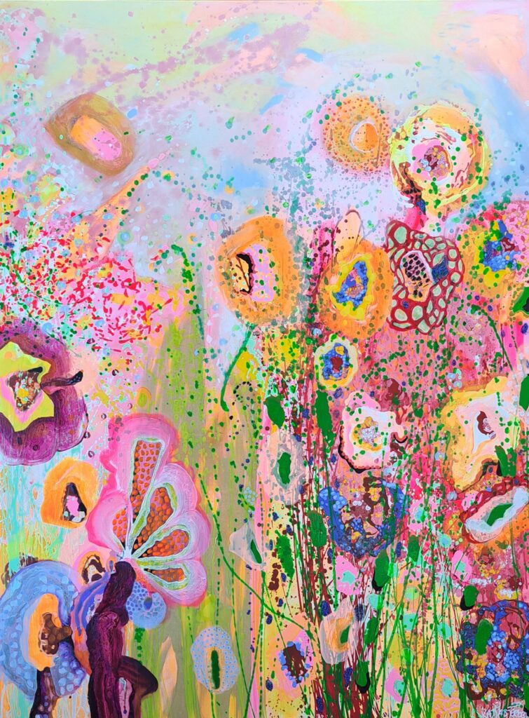big colorful flower painting art interior design