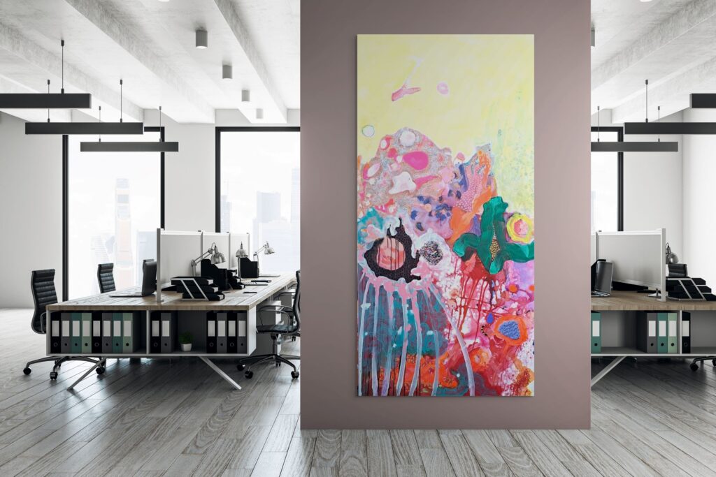 big painting colorful office company art interior design