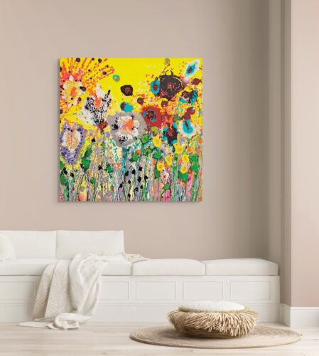 colorful painting flower abstract interior design art