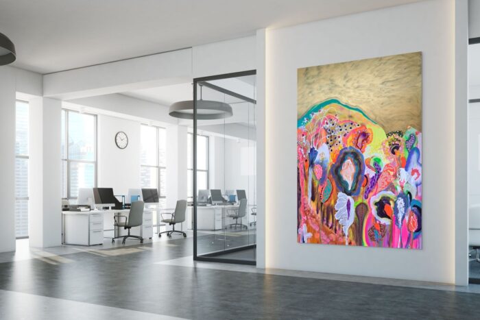 farverigt maleri blomster design kunst maleri ny kunst kunst på arbejdet virksomhedsudsmykning