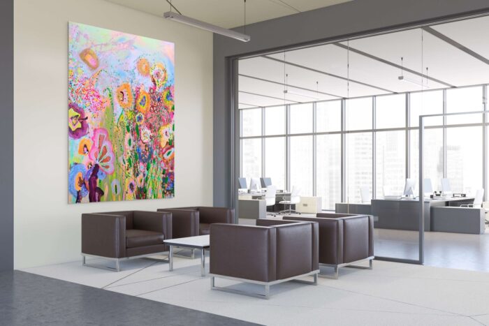 farverigt maleri blomster design kunst maleri ny kunst kunst på arbejdet virksomhedsudsmykning