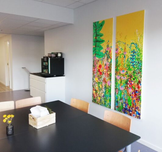 farverigt maleri blomster design kunst maleri ny kunst kunst på arbejdet virksomhedsudsmykning