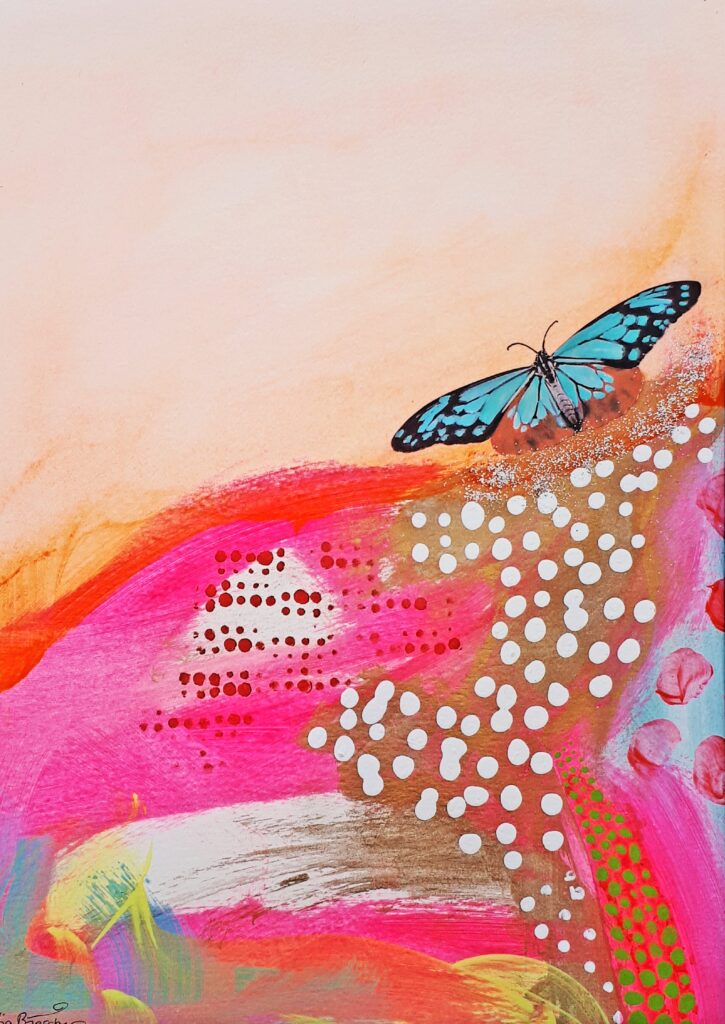 kunst maleri sommerfugl natur abstrakt nature painting abstract colorful farver