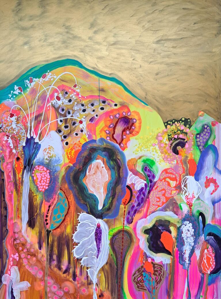 big colorful flower abstract painting art interior design