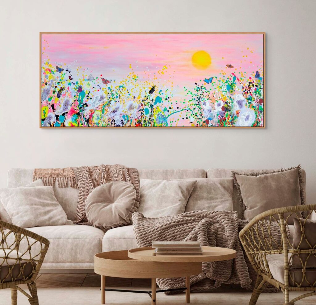 colorful painting flowers living room interior design company